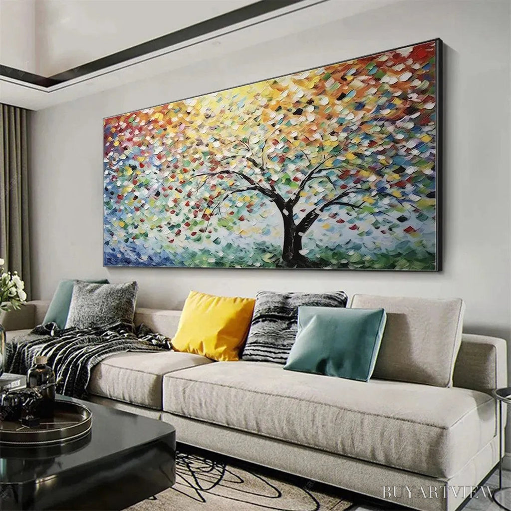 ARTOVITAS Rainbow Tree – Textured Impasto Tree Painting in Vibrant Colors - image 2
