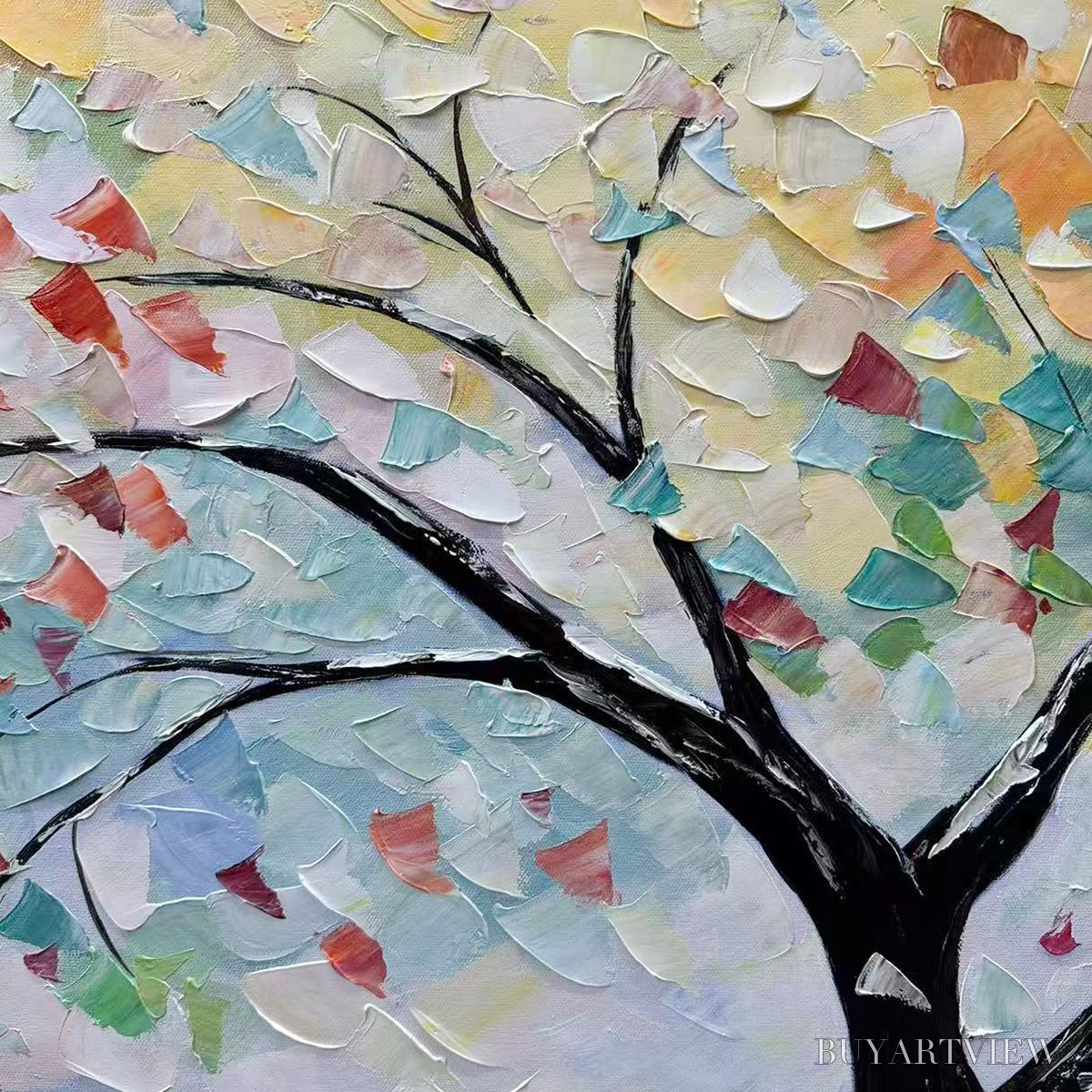 ARTOVITAS Rainbow Tree – Textured Impasto Tree Painting in Vibrant Colors - image 3