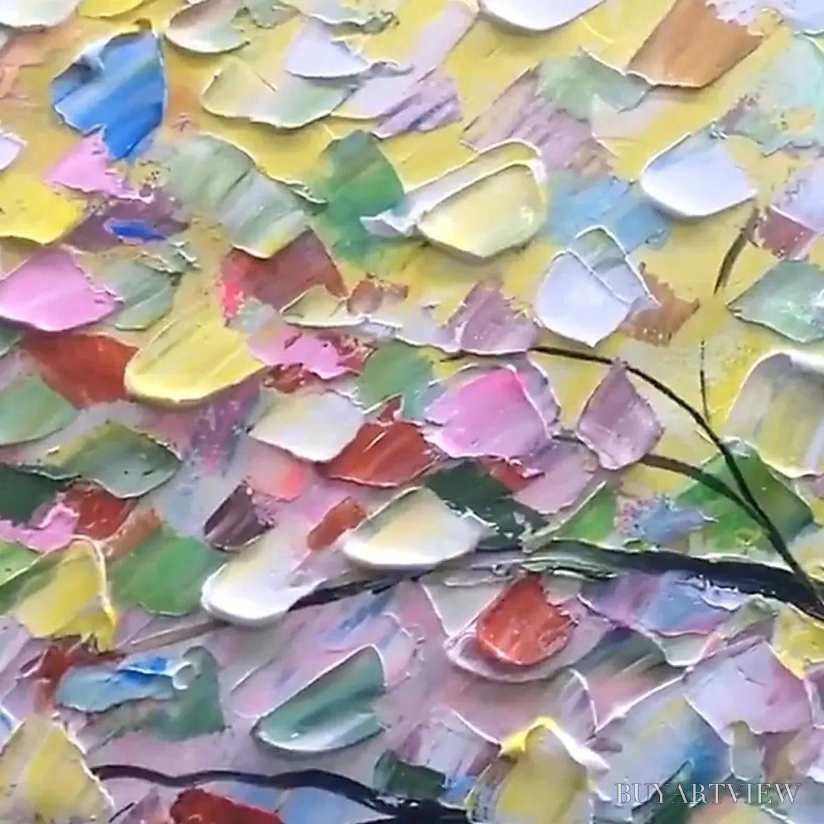 ARTOVITAS Rainbow Tree – Textured Impasto Tree Painting in Vibrant Colors - image 4