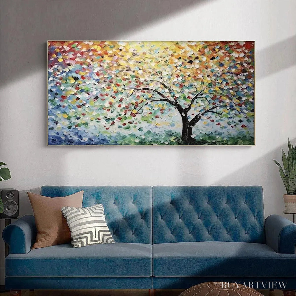 ARTOVITAS Rainbow Tree – Textured Impasto Tree Painting in Vibrant Colors - image 5