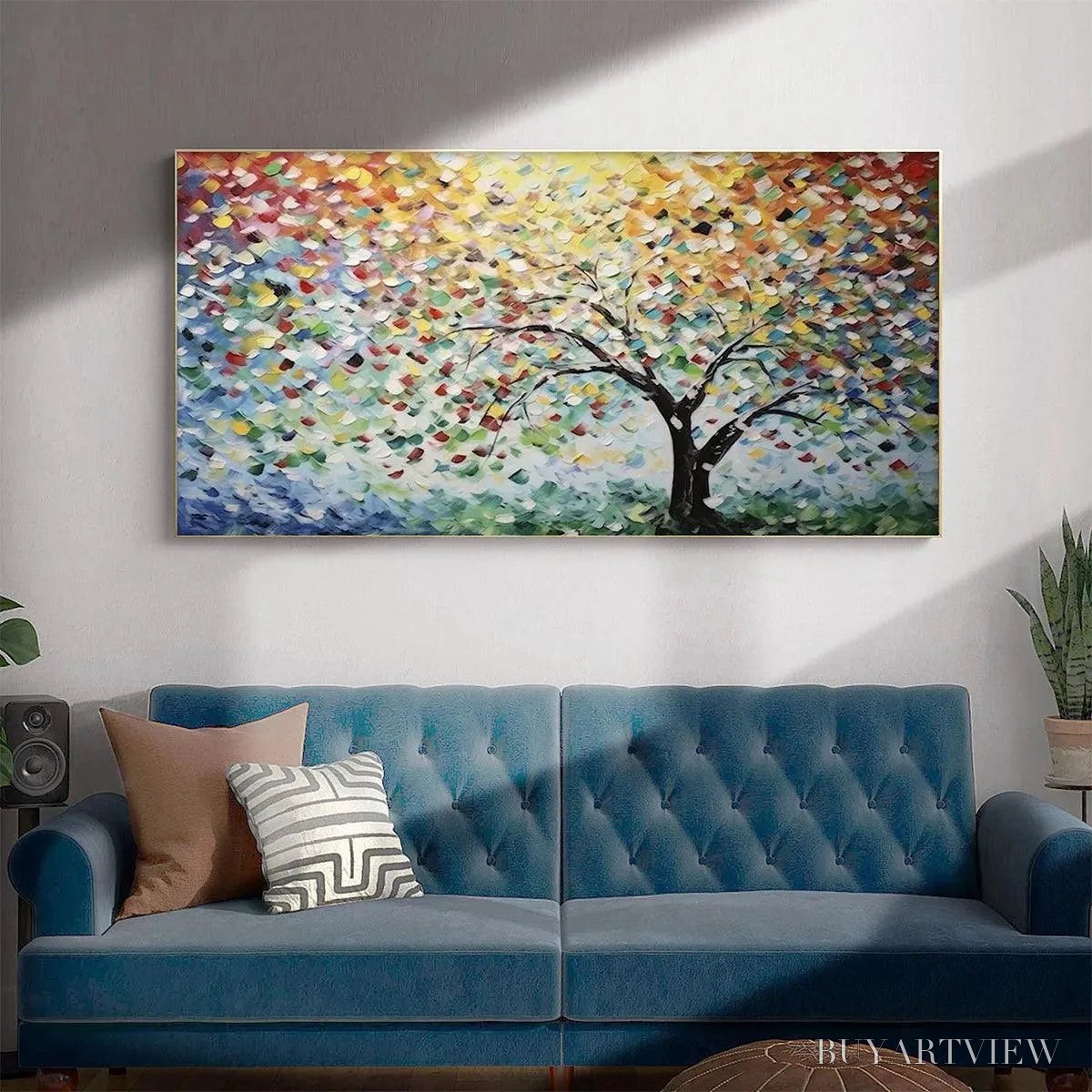 ARTOVITAS Rainbow Tree – Textured Impasto Tree Painting in Vibrant Colors - image 5