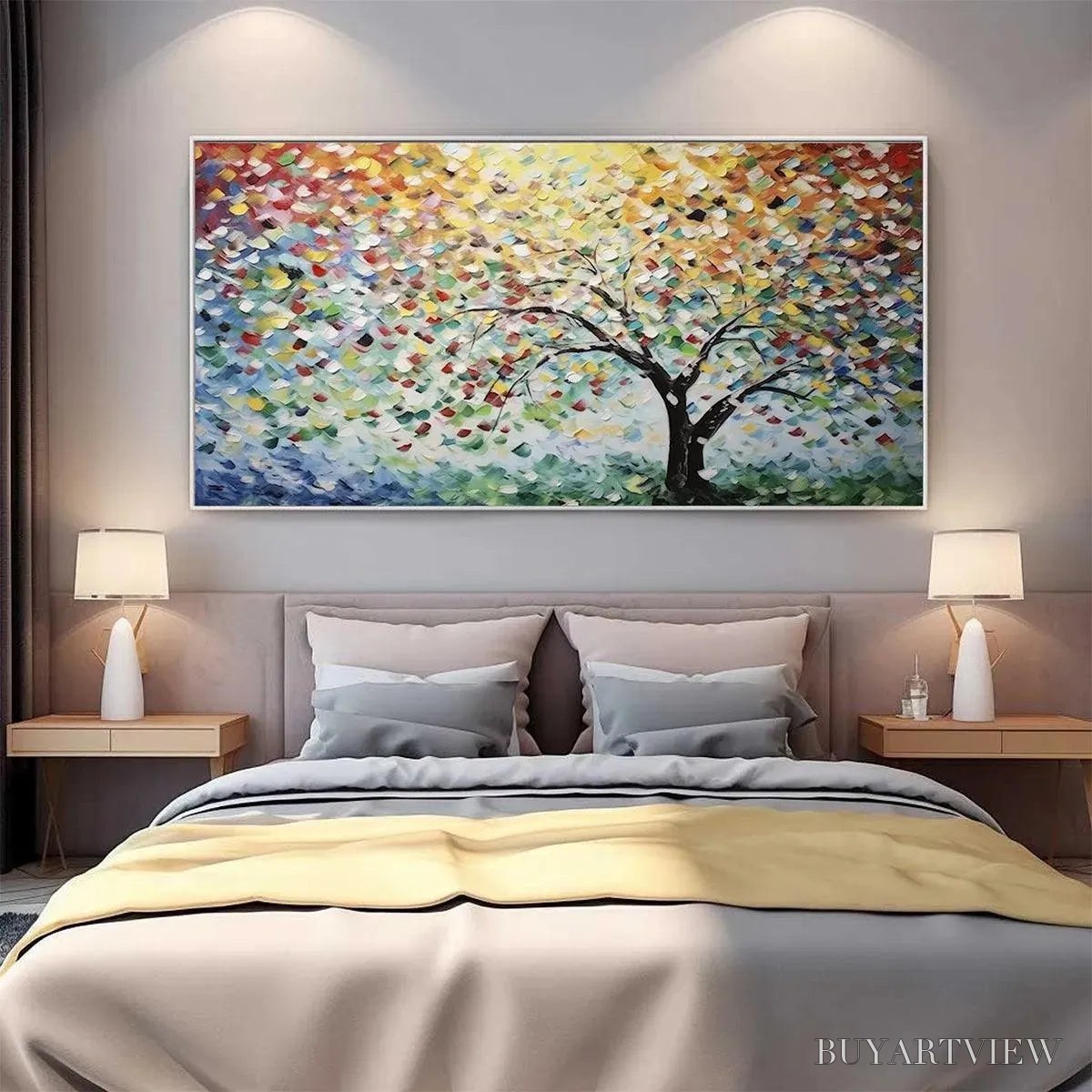 ARTOVITAS Rainbow Tree – Textured Impasto Tree Painting in Vibrant Colors - image 6