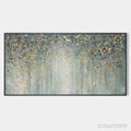 ARTOVITAS Golden Rain – Textured Abstract Landscape Painting in Green and Gold - image 1