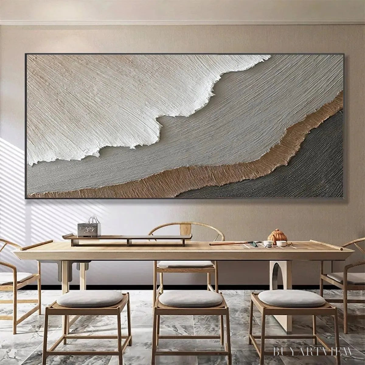 ARTOVITAS Earth Tones – Textured Abstract Landscape Painting in Neutral Colors - image 2