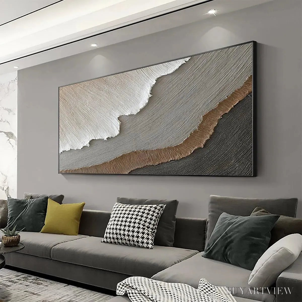ARTOVITAS Earth Tones – Textured Abstract Landscape Painting in Neutral Colors - image 4