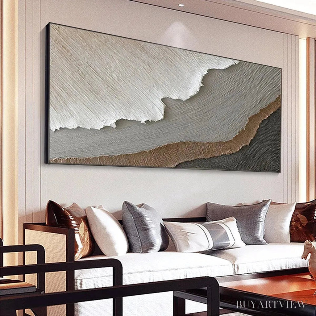 ARTOVITAS Earth Tones – Textured Abstract Landscape Painting in Neutral Colors - image 6