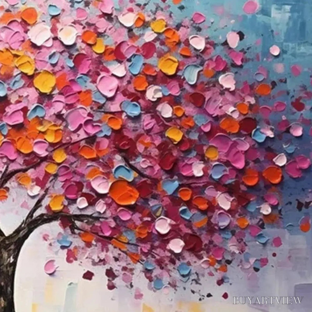 ARTOVITAS Jewel Tones Tree – Textured Impasto Tree Painting in Vibrant Pink - image 3