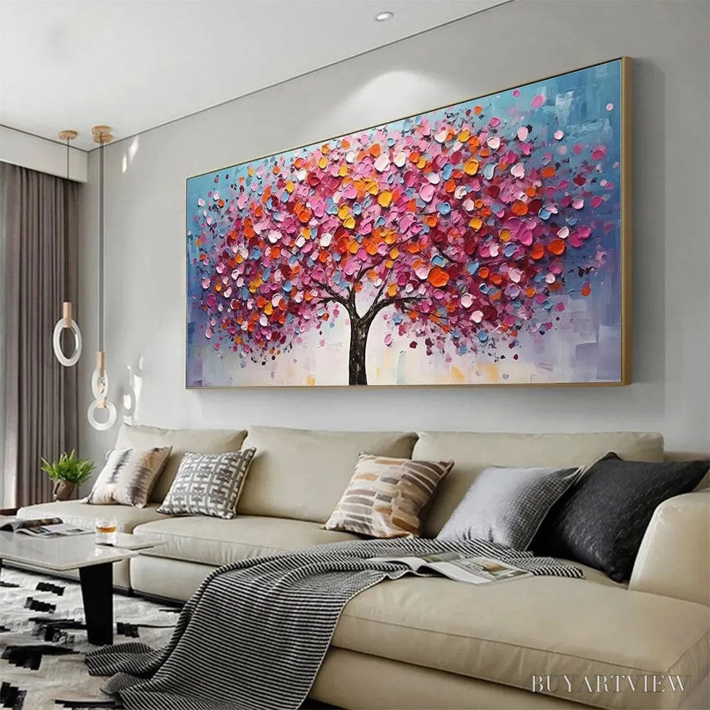 ARTOVITAS Jewel Tones Tree – Textured Impasto Tree Painting in Vibrant Pink - image 4