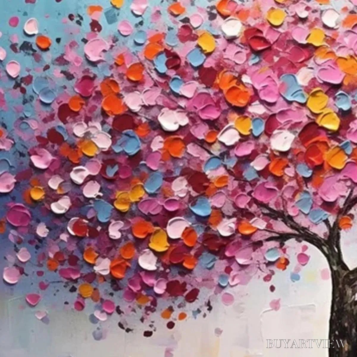 ARTOVITAS Jewel Tones Tree – Textured Impasto Tree Painting in Vibrant Pink - image 5
