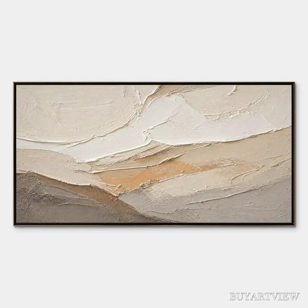 ARTOVITAS Pale Ridge – Beige White Mountain Abstract - image 1