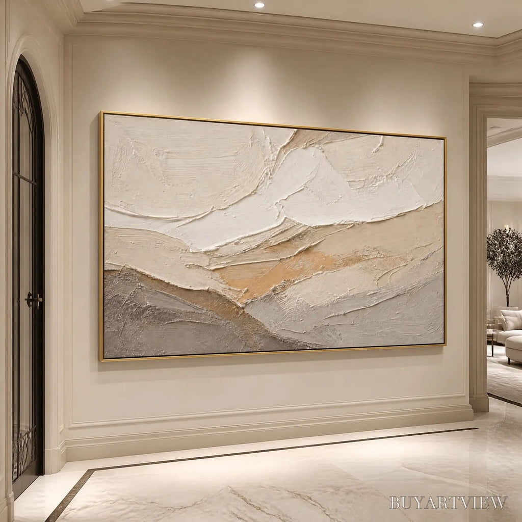 ARTOVITAS Pale Ridge – Beige White Mountain Abstract - image 4