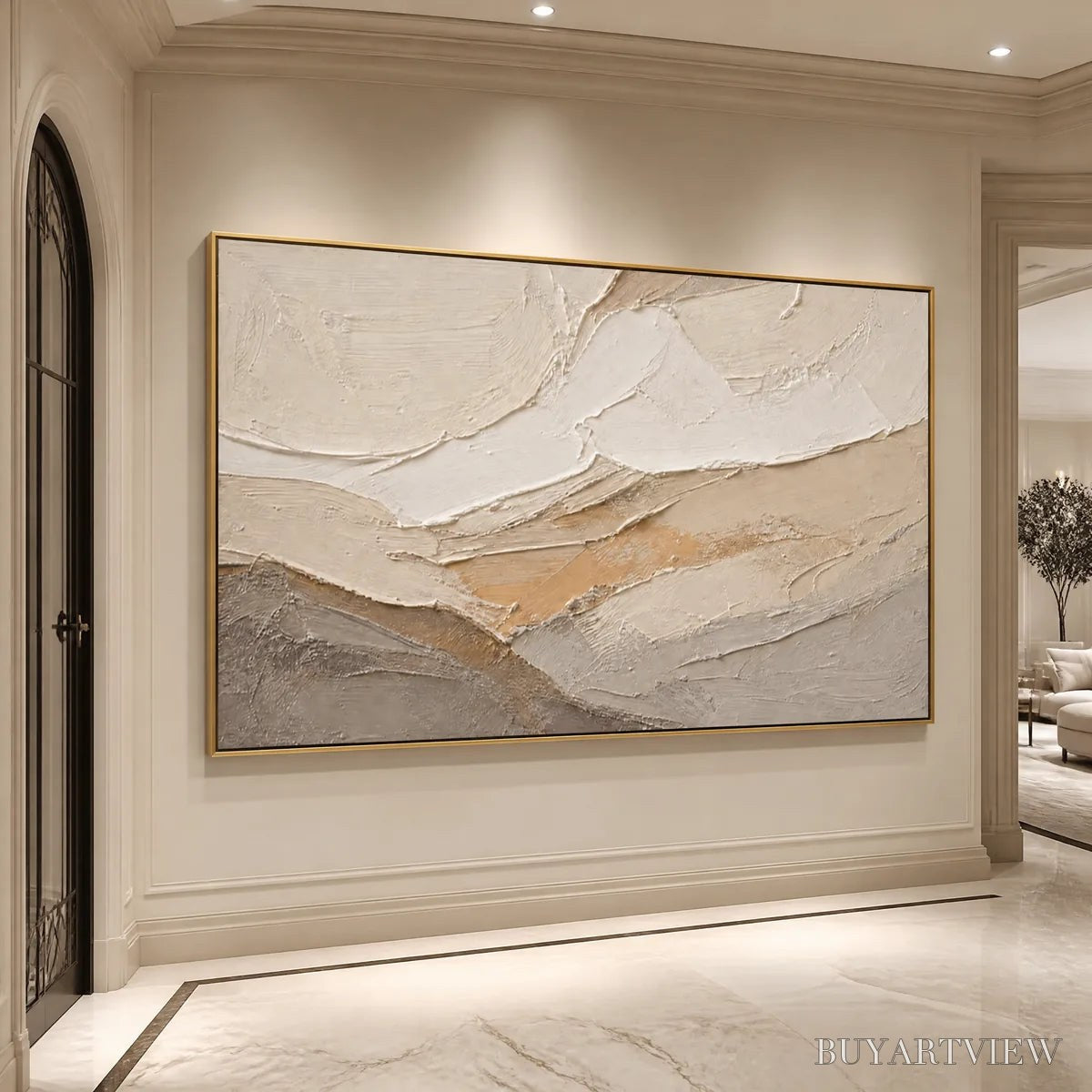 ARTOVITAS Pale Ridge – Beige White Mountain Abstract - image 4