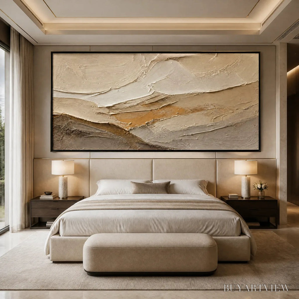 ARTOVITAS Pale Ridge – Beige White Mountain Abstract - image 6