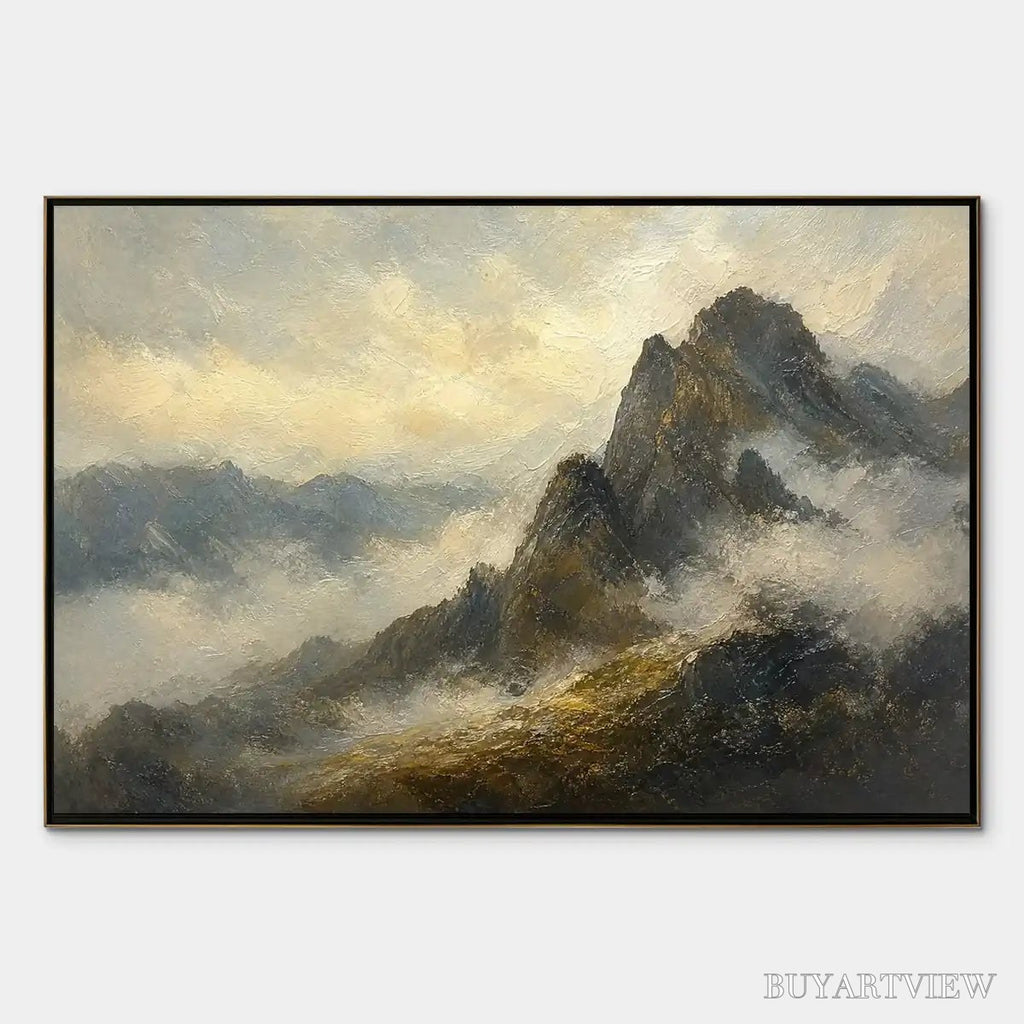 ARTOVITAS Silver Ridge – Moody Mountain Landscape Painting - image 1