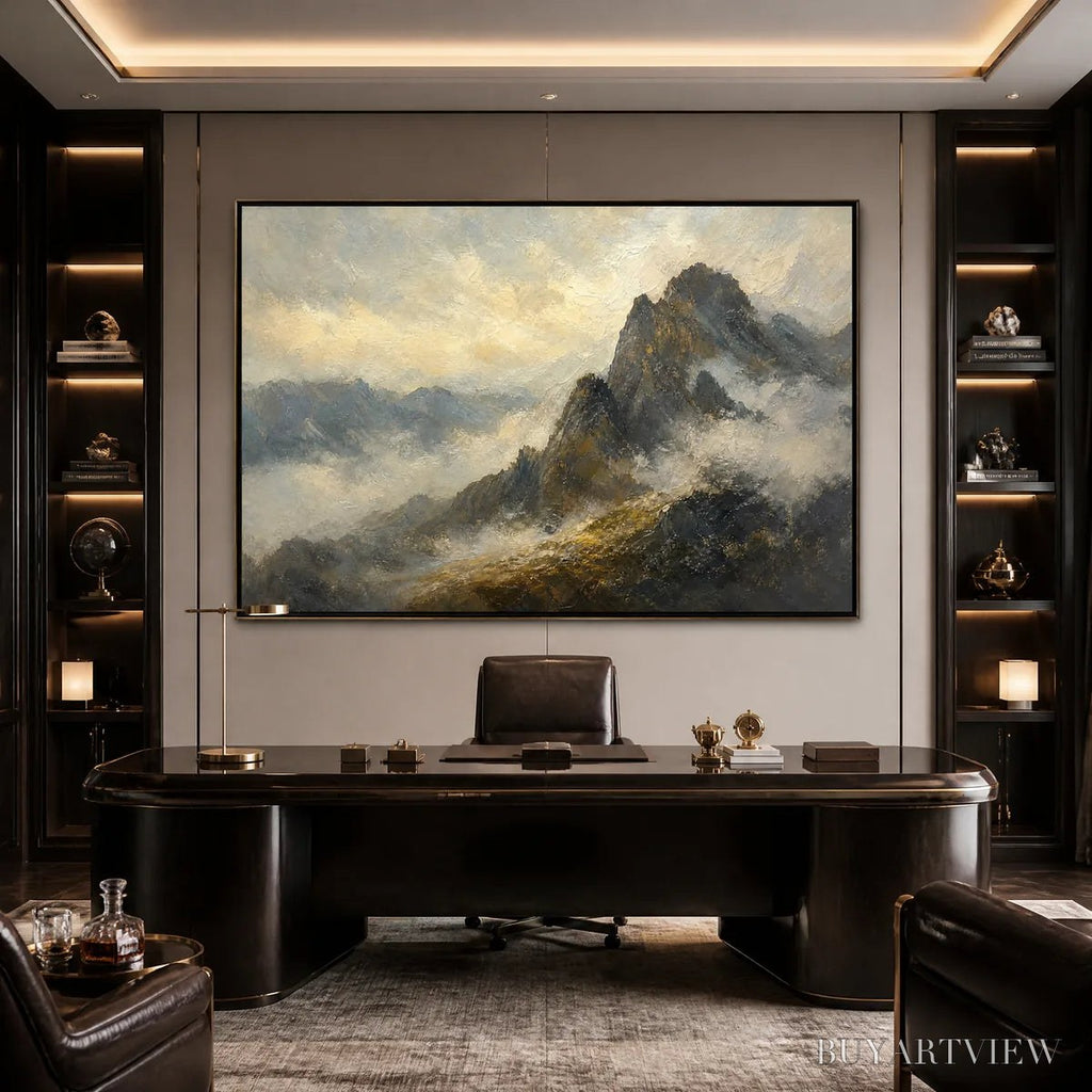 ARTOVITAS Silver Ridge – Moody Mountain Landscape Painting - image 2