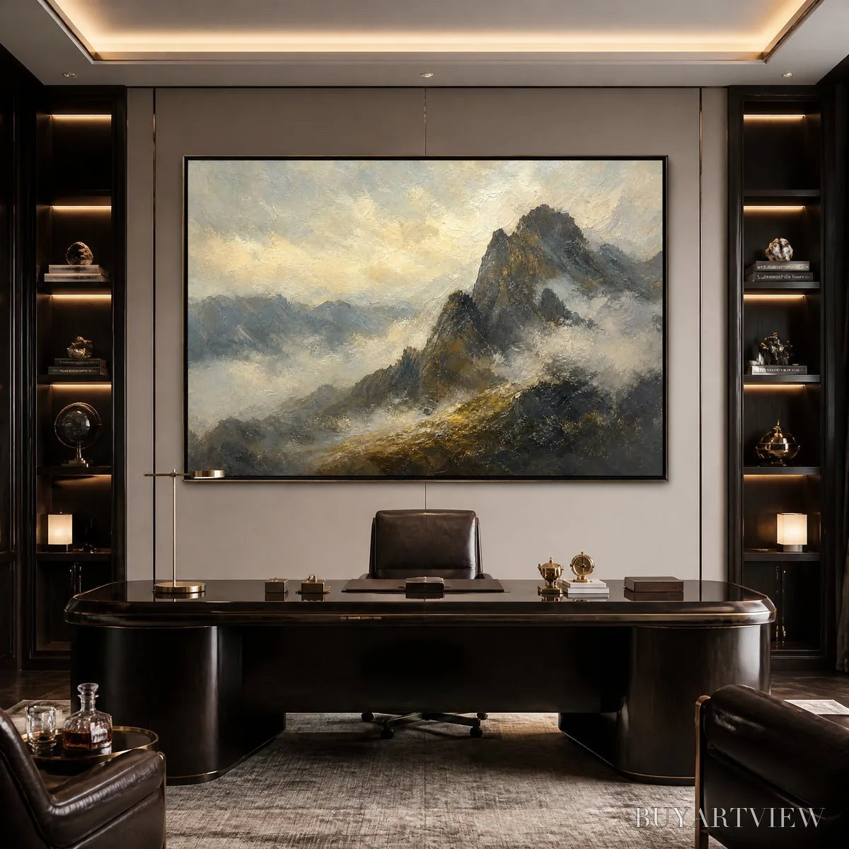 ARTOVITAS Silver Ridge – Moody Mountain Landscape Painting - image 2