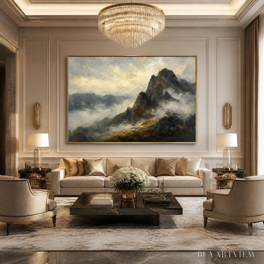 ARTOVITAS Silver Ridge – Moody Mountain Landscape Painting - image 6