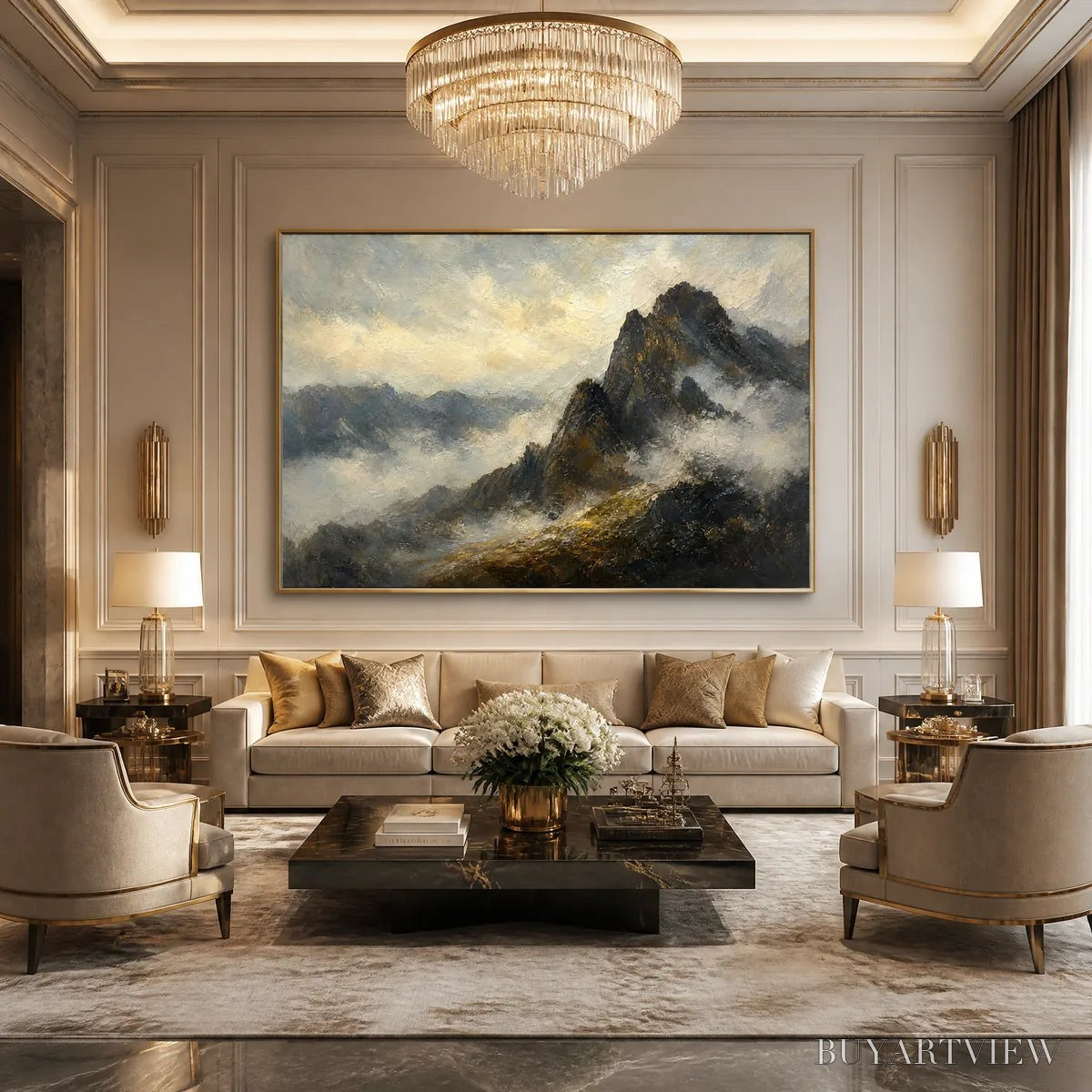ARTOVITAS Silver Ridge – Moody Mountain Landscape Painting - image 6