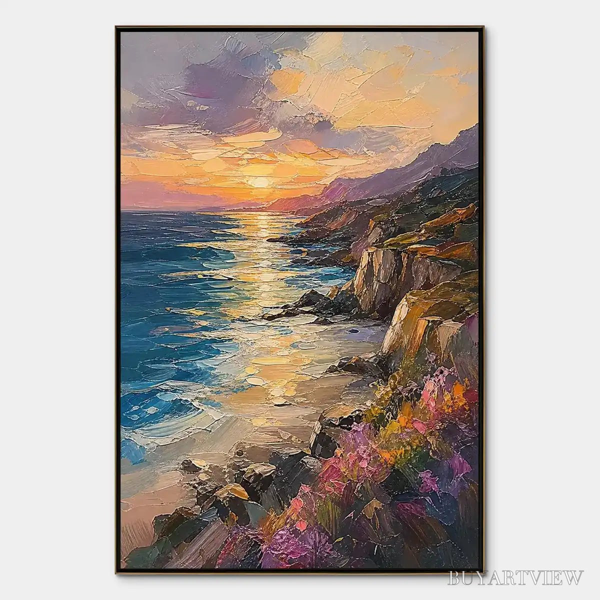 ARTOVITAS Sunset Cliffs – Sunset Coastal Cliffs Painting - image 1