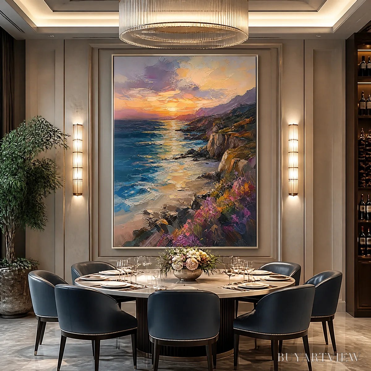 ARTOVITAS Sunset Cliffs – Sunset Coastal Cliffs Painting - image 2
