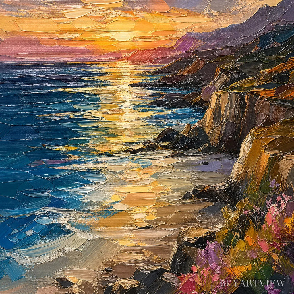 ARTOVITAS Sunset Cliffs – Sunset Coastal Cliffs Painting - image 3