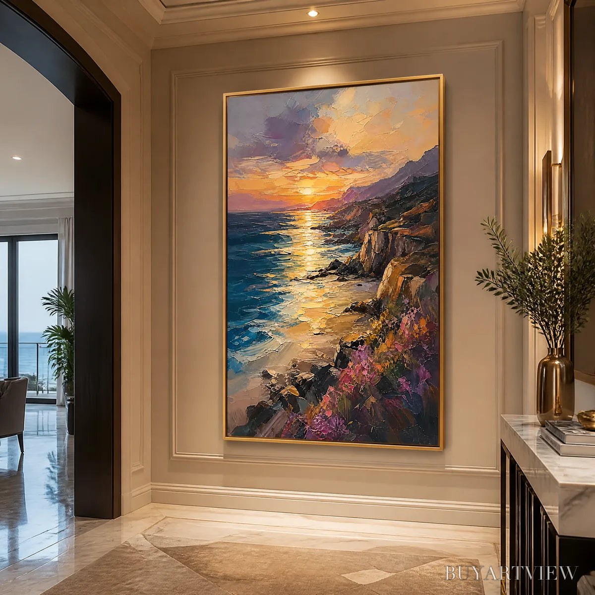 ARTOVITAS Sunset Cliffs – Sunset Coastal Cliffs Painting - image 4