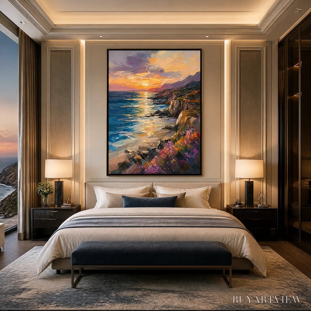 ARTOVITAS Sunset Cliffs – Sunset Coastal Cliffs Painting - image 6