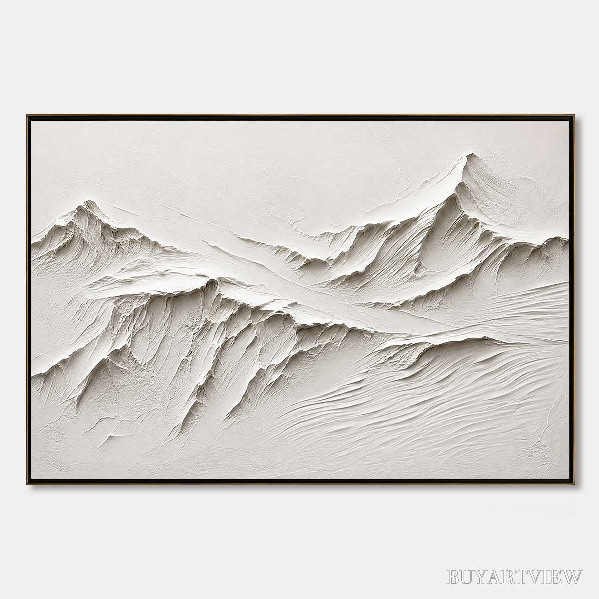 ARTOVITAS Terra Alba White Textured Mountain Painting | Abstract - image 1