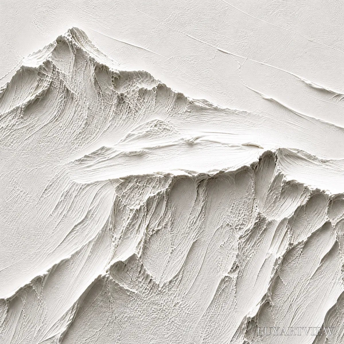 ARTOVITAS Terra Alba White Textured Mountain Painting | Abstract - image 3
