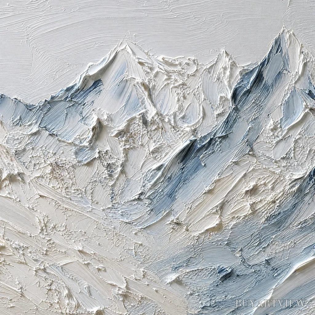 ARTOVITAS Alpine Serenity White Textured Mountain Landscape Oil Painting - image 3