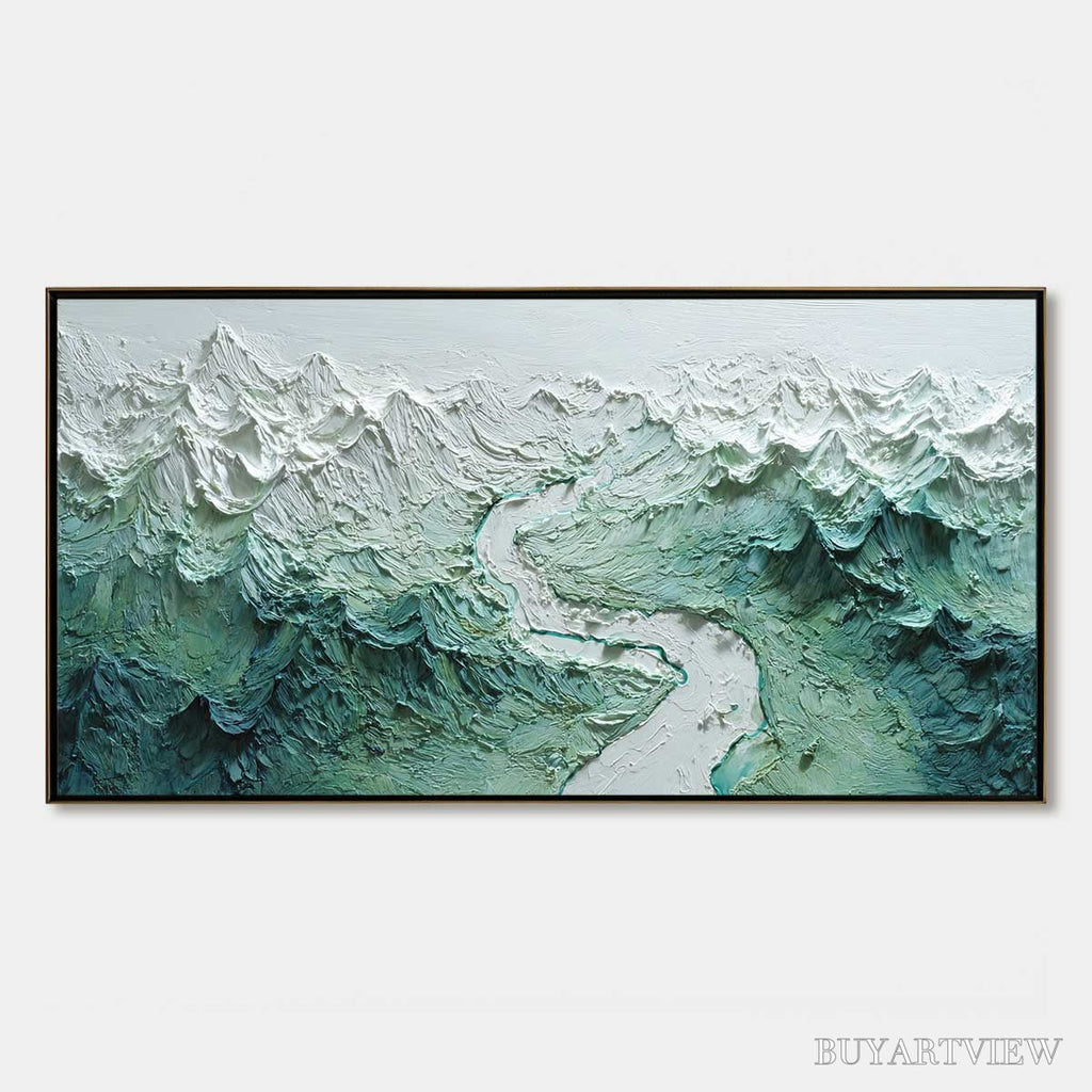ARTOVITAS Alpine Current – Textured Impasto Mountain River Landscape - image 1