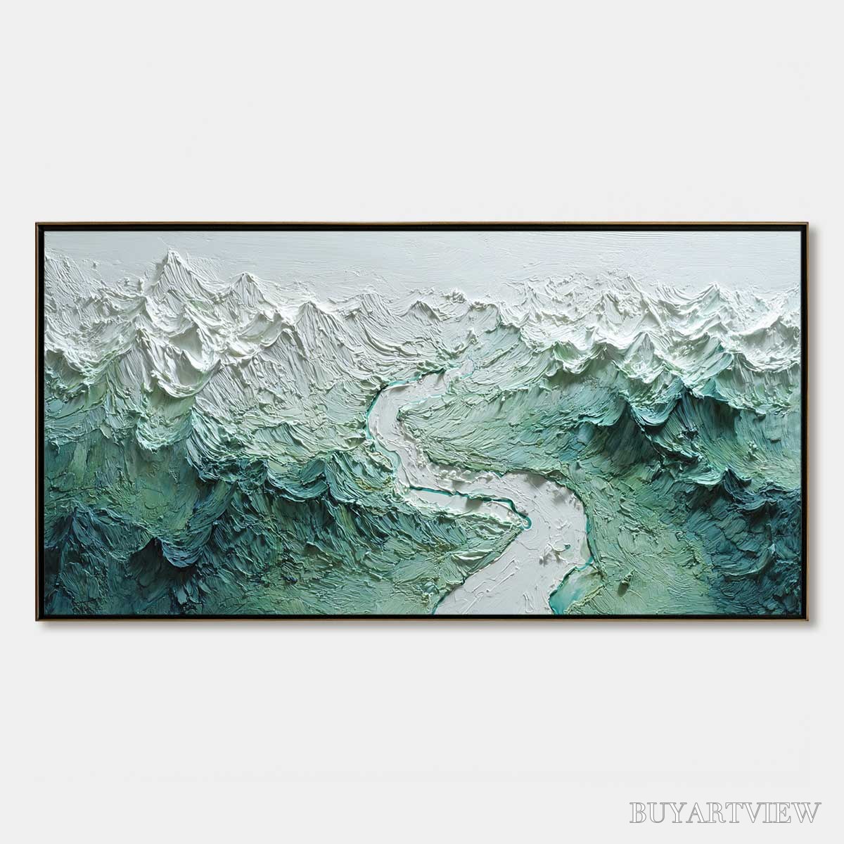 ARTOVITAS Alpine Current – Textured Impasto Mountain River Landscape - image 1
