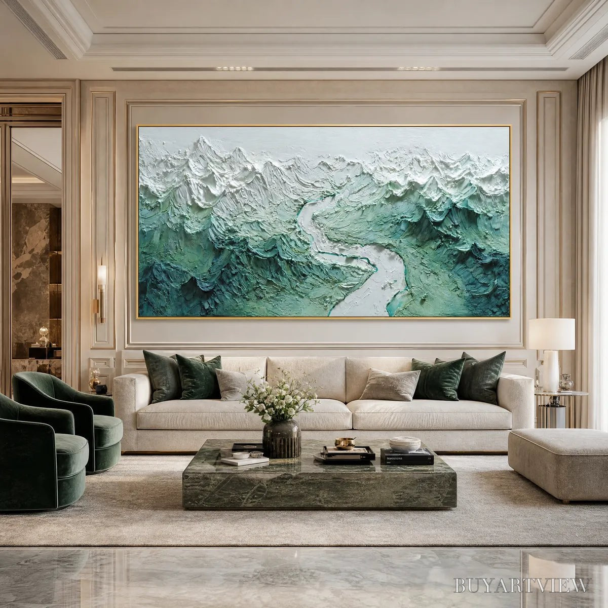 ARTOVITAS Alpine Current – Textured Impasto Mountain River Landscape - image 2