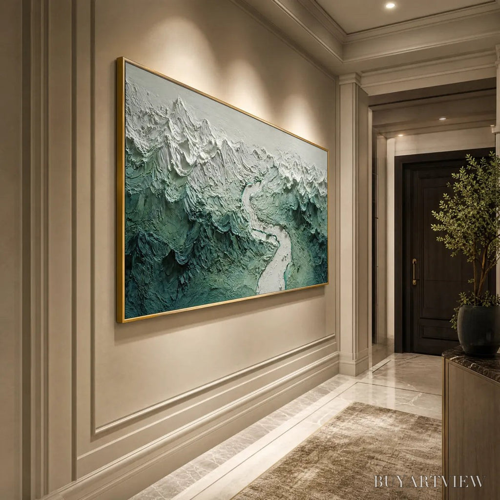 ARTOVITAS Alpine Current – Textured Impasto Mountain River Landscape - image 3