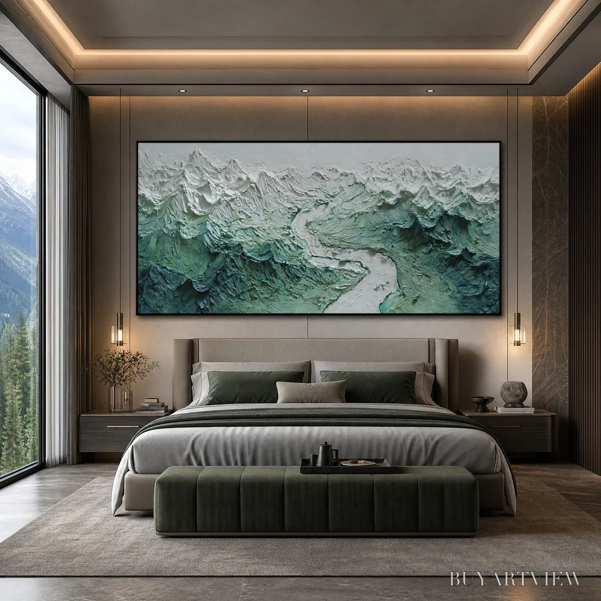 ARTOVITAS Alpine Current – Textured Impasto Mountain River Landscape - image 4