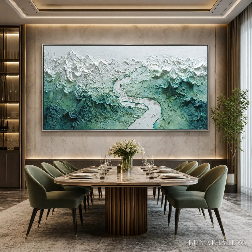 ARTOVITAS Alpine Current – Textured Impasto Mountain River Landscape - image 5
