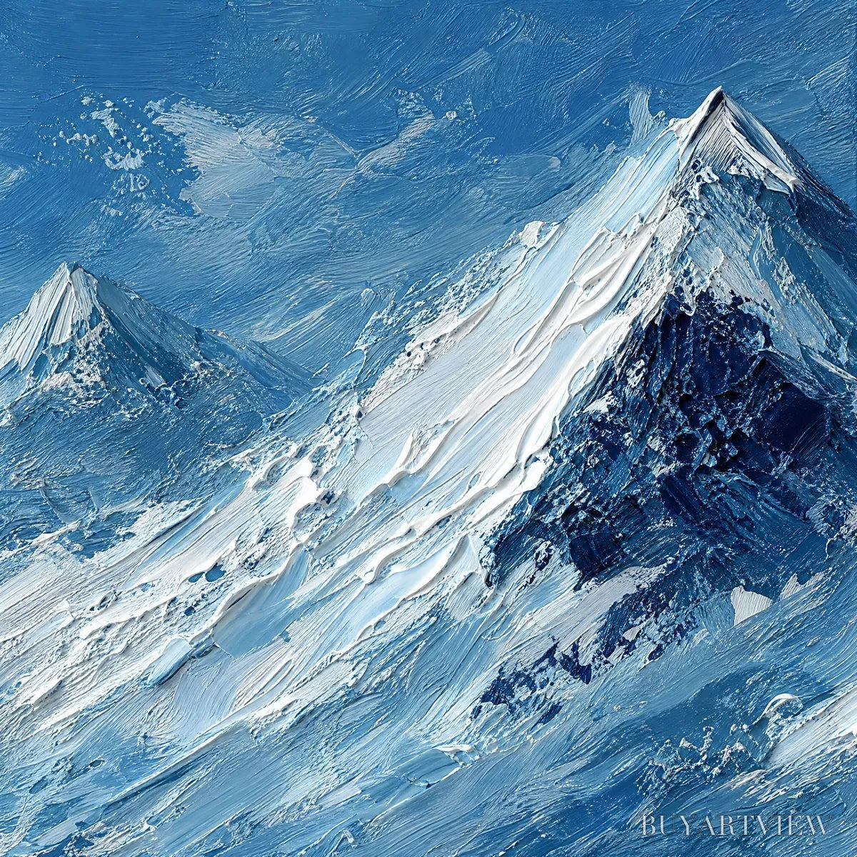 ARTOVITAS Alpine Echo – Textured Impasto Mountain Landscape Painting - image 3
