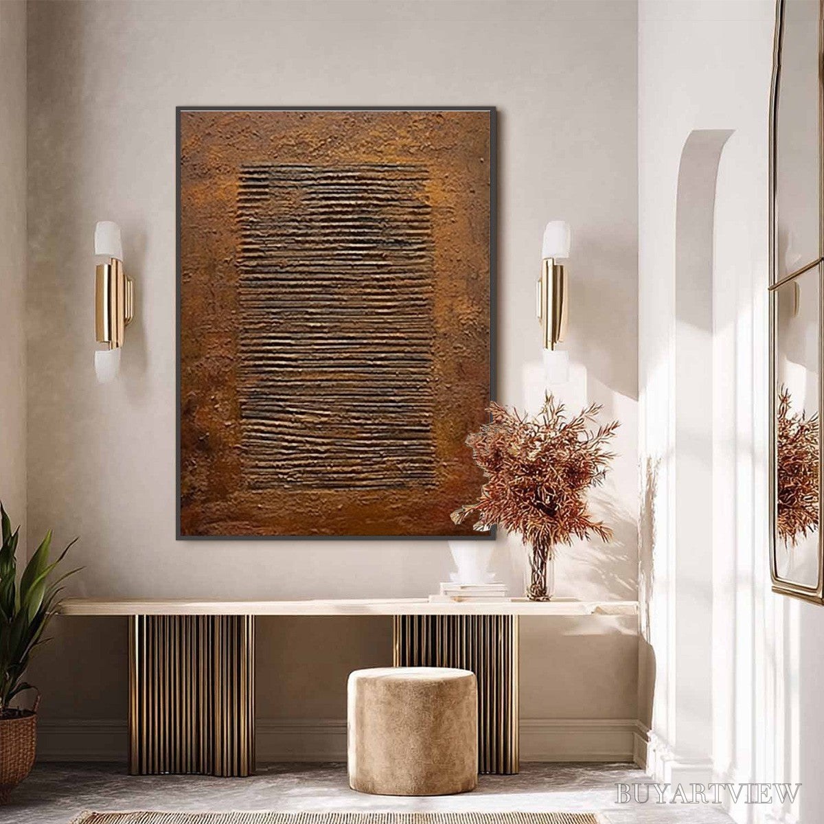 ARTOVITAS Earthen Codex – Large Textured Brown Wabi Sabi Abstract Art - image 6