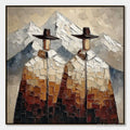 ARTOVITAS Alpine Companions – Textured Impasto Painting of Two Figures in the Mountains - image 1