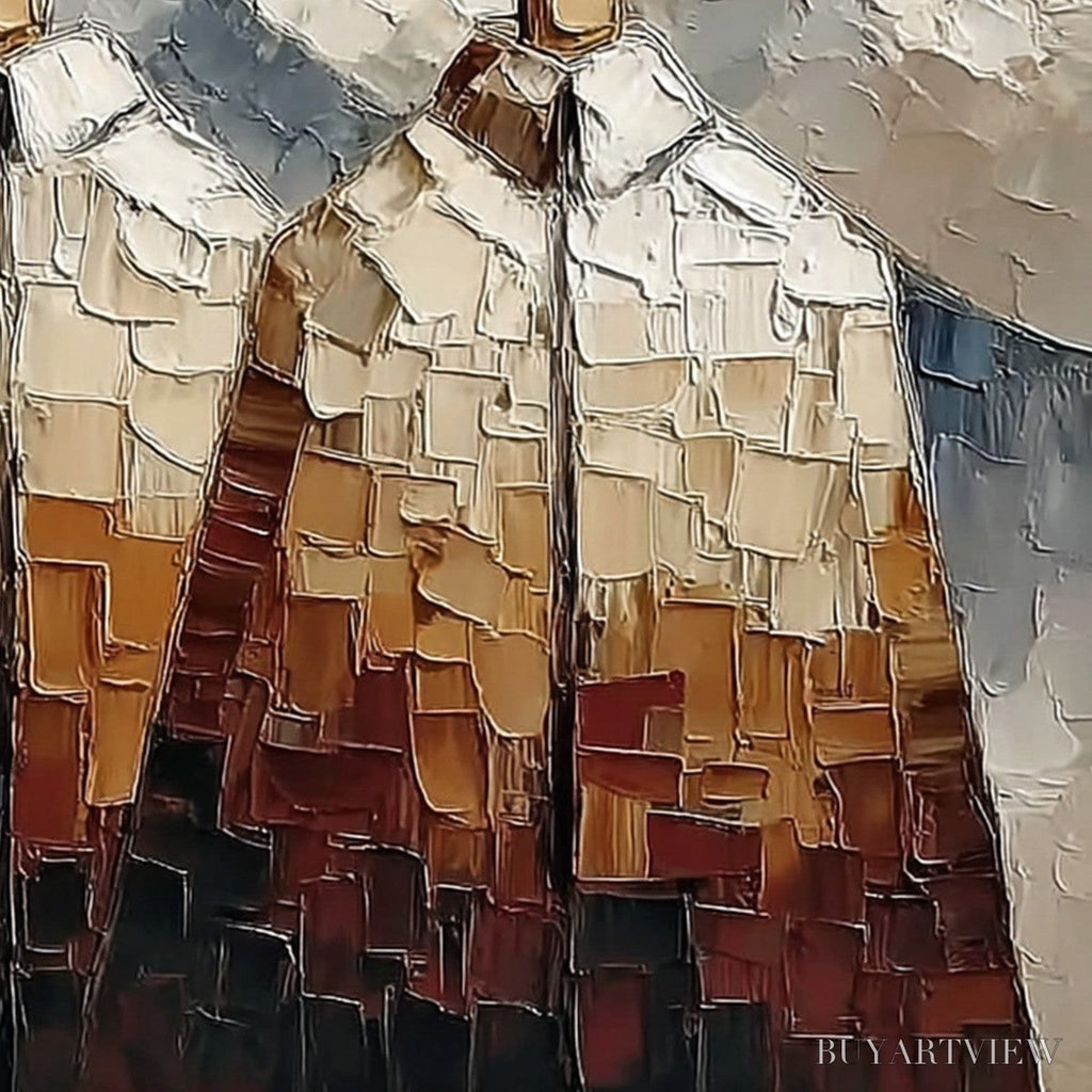 ARTOVITAS Alpine Companions – Textured Impasto Painting of Two Figures in the Mountains - image 5