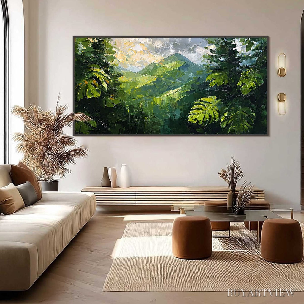ARTOVITAS Emerald Escape – Lush Impasto Painting of a Verdant Mountain Valley - image 6