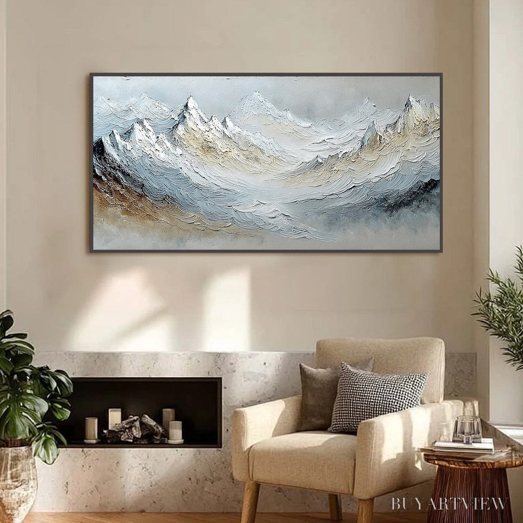 ARTOVITAS Alpine Crest – Heavily Textured Wabi Sabi Mountain Landscape Painting - image 2