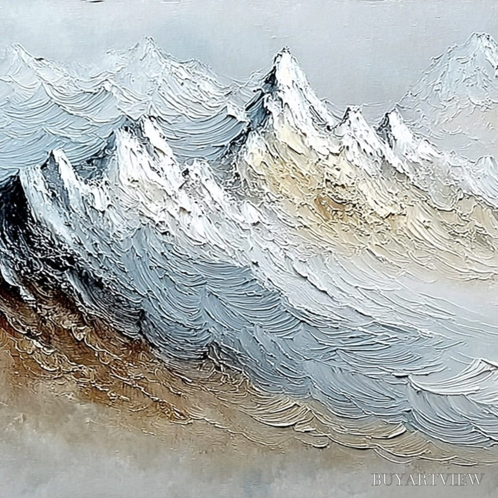 ARTOVITAS Alpine Crest – Heavily Textured Wabi Sabi Mountain Landscape Painting - image 3