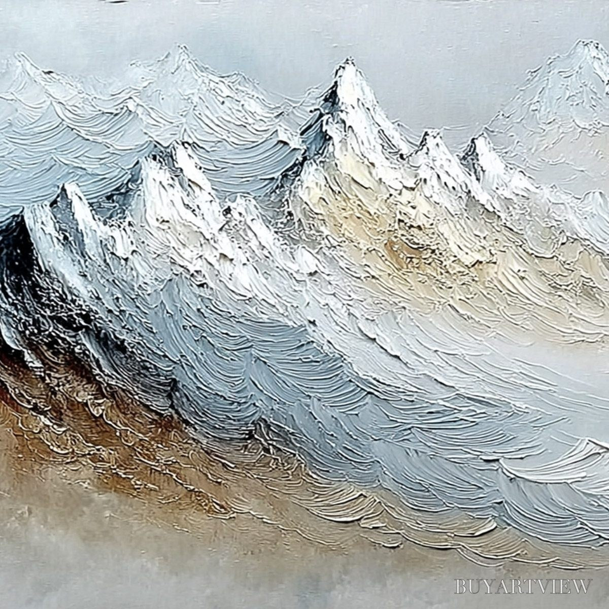 ARTOVITAS Alpine Crest – Heavily Textured Wabi Sabi Mountain Landscape Painting - image 3