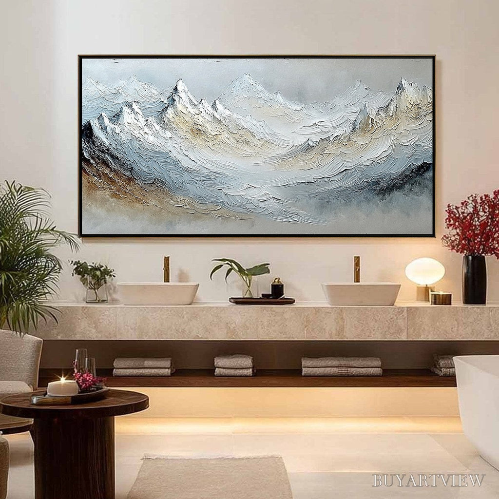 ARTOVITAS Alpine Crest – Heavily Textured Wabi Sabi Mountain Landscape Painting - image 4
