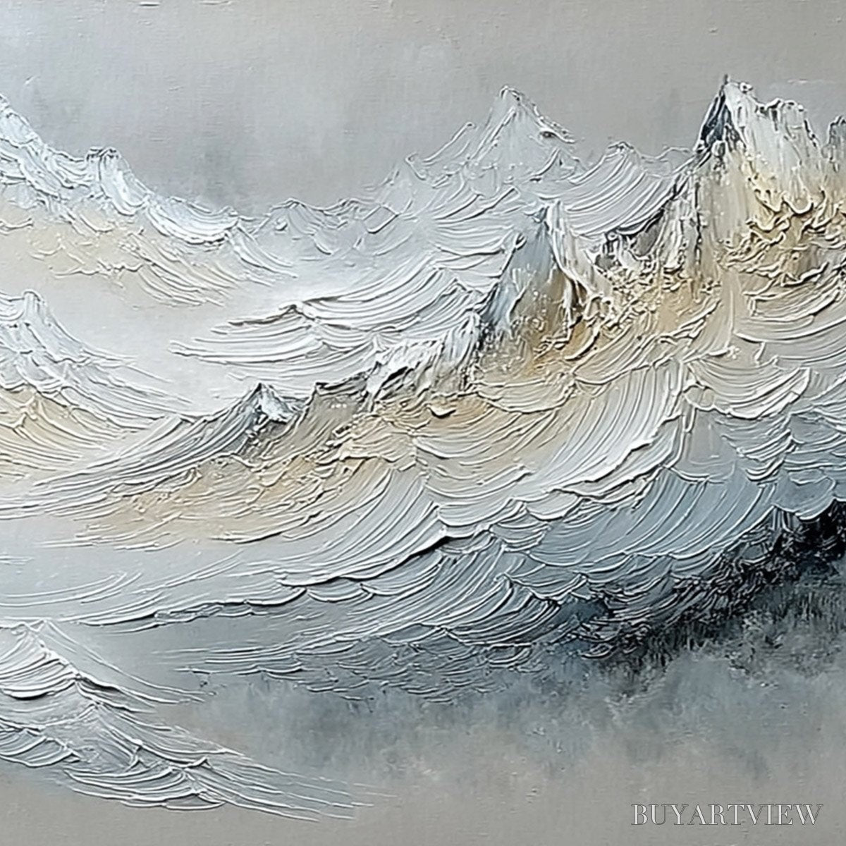 ARTOVITAS Alpine Crest – Heavily Textured Wabi Sabi Mountain Landscape Painting - image 5
