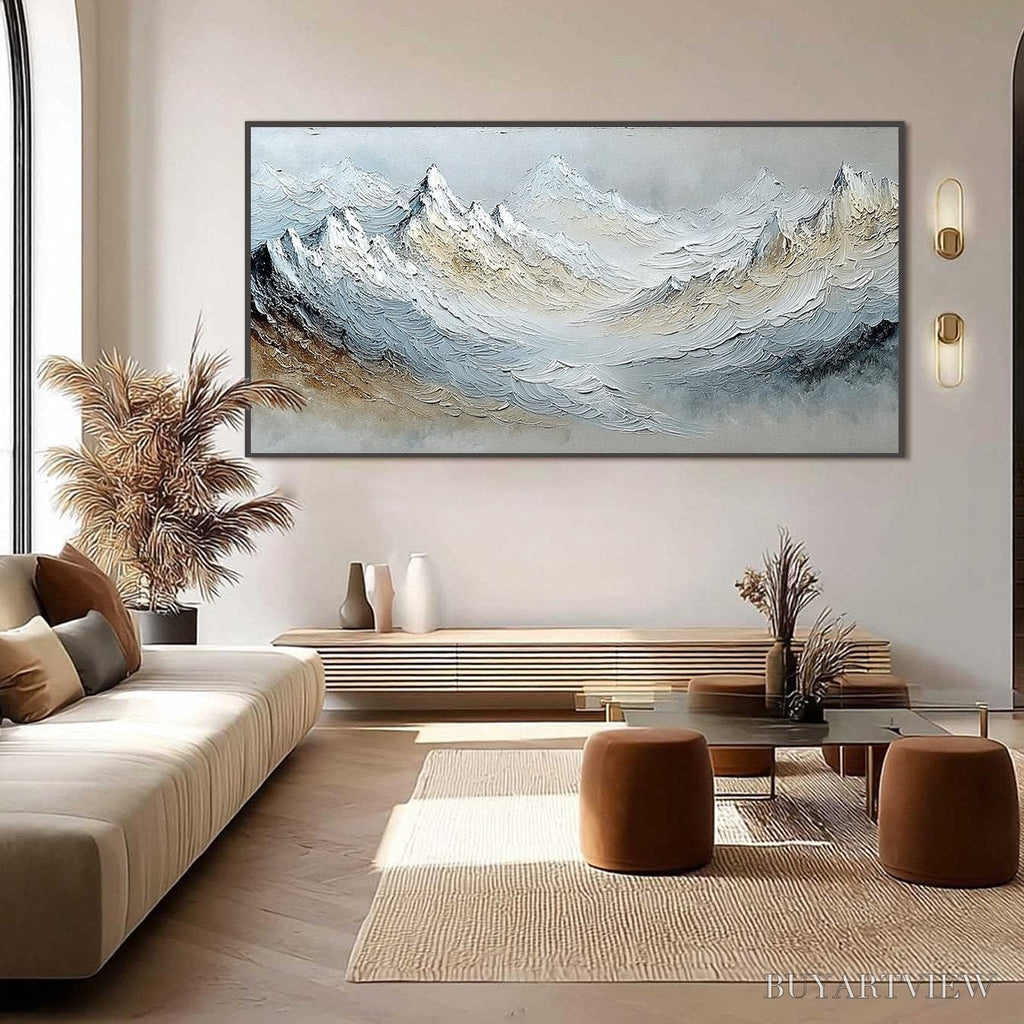 ARTOVITAS Alpine Crest – Heavily Textured Wabi Sabi Mountain Landscape Painting - image 6