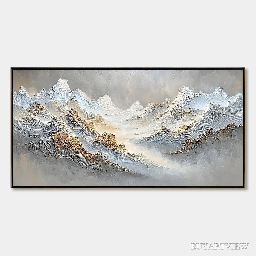 ARTOVITAS Whispers of the Peak – Large Textured Wabi Sabi Abstract Mountain Painting - image 1