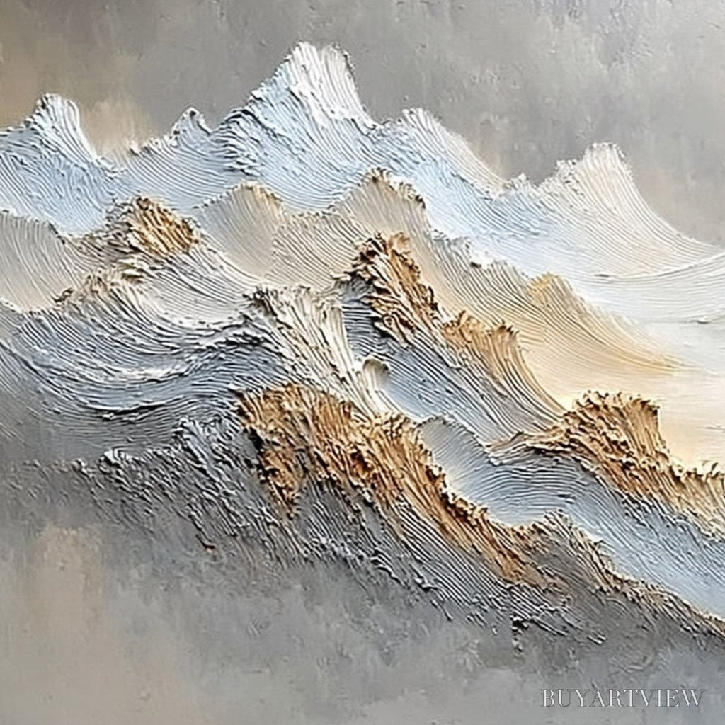 ARTOVITAS Whispers of the Peak – Large Textured Wabi Sabi Abstract Mountain Painting - image 3