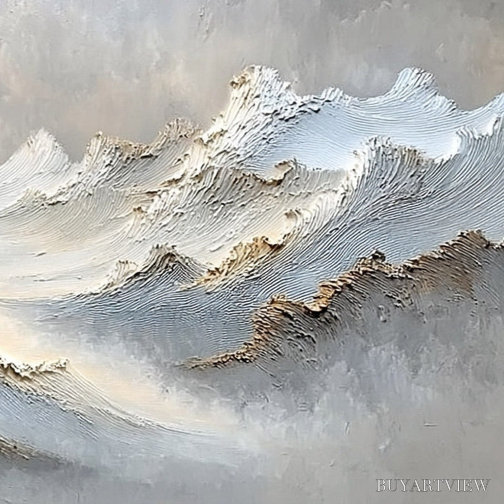 ARTOVITAS Whispers of the Peak – Large Textured Wabi Sabi Abstract Mountain Painting - image 5